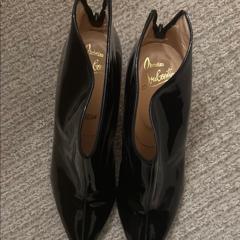 Christian Louboutin Black Ankle Booties with Glossy Finish